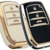 Keyzone TPU key cover for Toyota Fortuner, Legender, Land Cruiser, Suzuki Invicto 3 button smart key | TP18 Marble Finish
